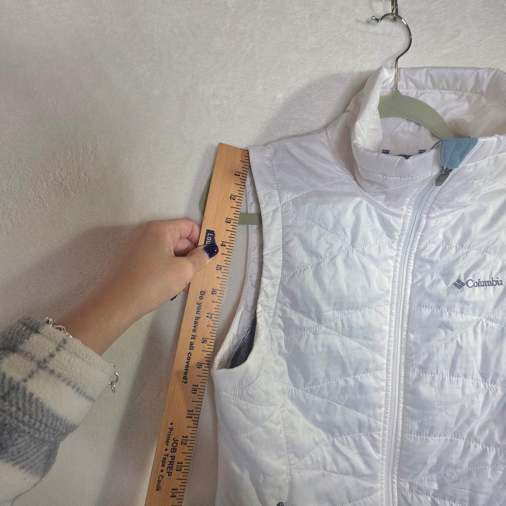 Columbia Omni-Heat White Quilted Puffer Vest Womens Medium Full Zip Insulated - Picture 7 of 16